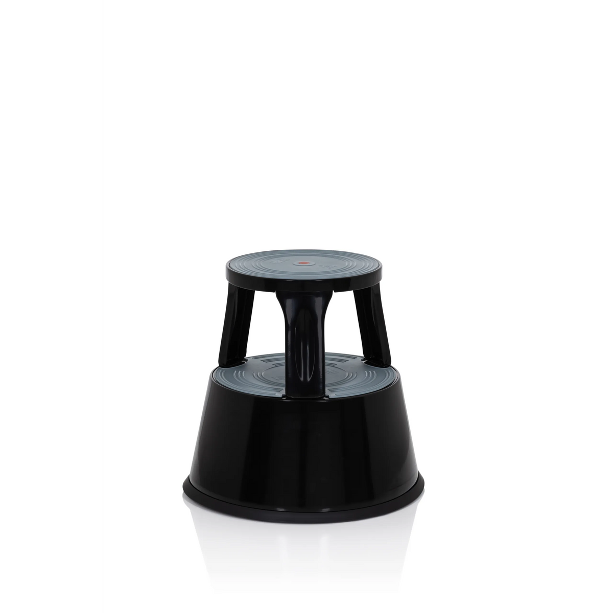 Svart stegpall TIO-M II med två steg och halkfria ytor från hjh OFFICE – 360-gradersvy (snett framifrån 60°)