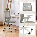 Grå Home Office kontorsstol PROFONDO ECO W med nätrygg, armstöd och vitt underrede från hjh OFFICE