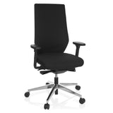 Svart Professionell kontorsstol PRO-TEC 700 med armstöd och blankt femstjärnigt underrede med hjul från hjh OFFICE – 360-gradersvy (framifrån 20°)