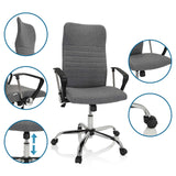 Grå Home Office kontorsstol ARTON 40 med detaljvyer av ryggstöd, armstöd, gasfjäder och hjul från hjh OFFICE