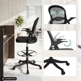 Bardiskstol Naluro Work i svart med nätrygg, justerbara armstöd och fotring från hjh OFFICE (AI-genererad bild)