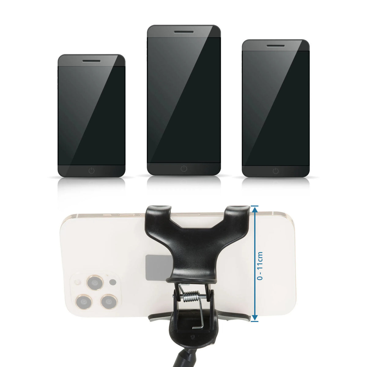 Justerbart klämfäste för Hållare för mobiltelefon & surfplatta FLEXMOBI med en öppning på 0-11 cm från hjh OFFICE