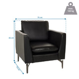 Måttritning av Loungefåtölj BAVERO med 75 x 65 cm och maximal belastningsförmåga på 120 kg från hjh OFFICE