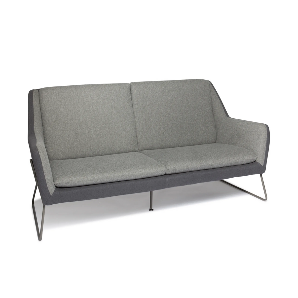 Ljusgrå Loungesoffa LAGUN med mörkgrå detaljer och smala metallben från hjh OFFICE – 360-gradersvy (sidoprofil 90°)
