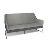 Ljusgrå Loungesoffa LAGUN med mörkgrå detaljer och smala metallben från hjh OFFICE – 360-gradersvy (sidoprofil 90°)