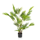 Grön Konstgjorda växter ARECA I med palmliknande blad i en svart kruka från hjh OFFICE – 360-gradersvy (framifrån 0°)