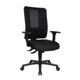 Svart Professionell kontorsstol HJH WORK PRO med nätrygg och femhjulig fotkorsbas från Topstar – 360-gradersvy (snett framifrån 60°)