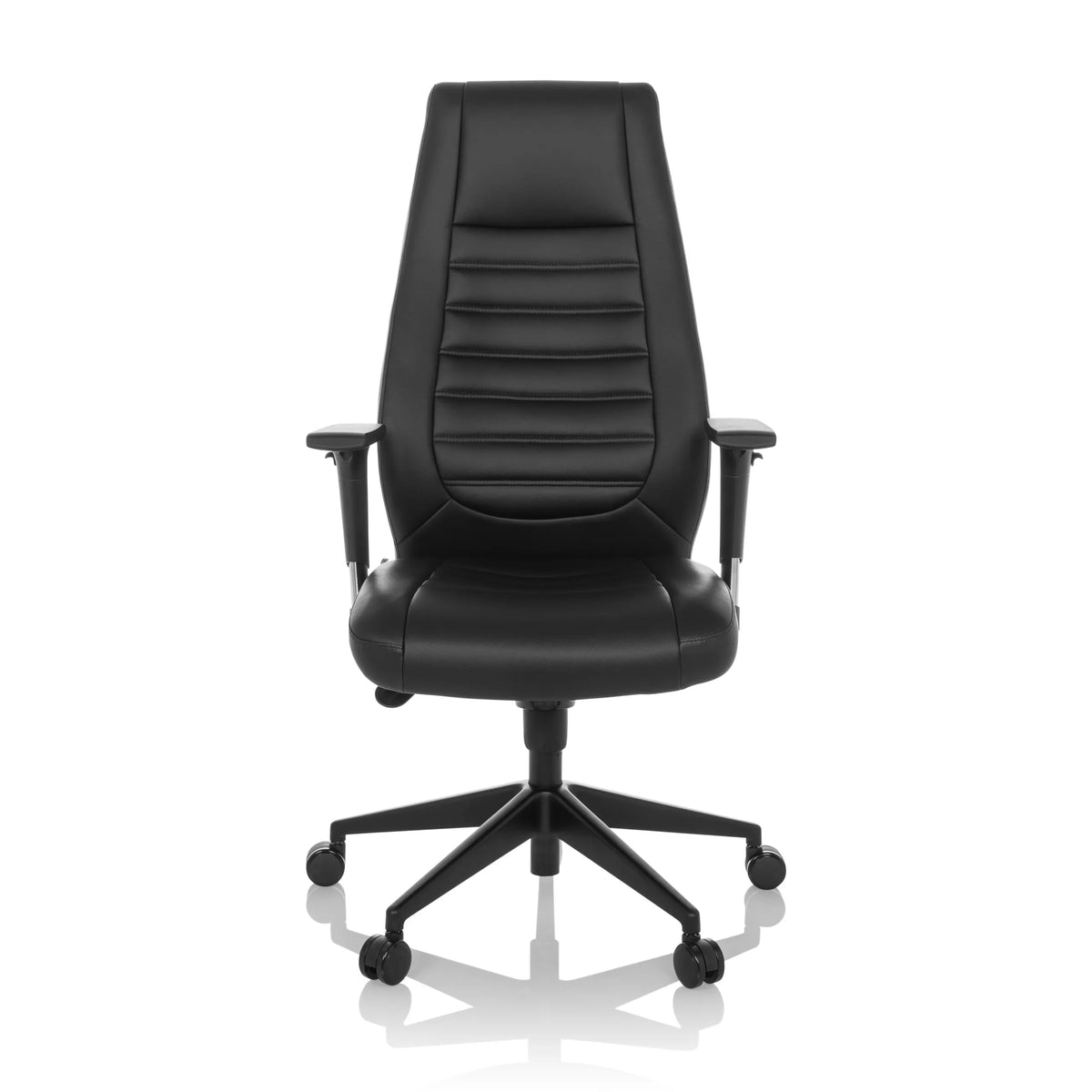 Svart Professionell chefsfåtölj VITORO B med quiltad klädsel och femhjulig fotkorsbas från hjh OFFICE – 360-gradersvy (framifrån 0°)