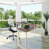 Hörnskrivbord WORKSPACE BASIC I i valnöt och vitt med vitt underrede från hjh OFFICE