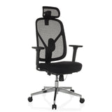 Svart Professionell kontorsstol RALOO PRO med nätrygg och femstjärnig fotkorsbas med hjul från hjh OFFICE – 360-gradersvy (snett framifrån 30°)