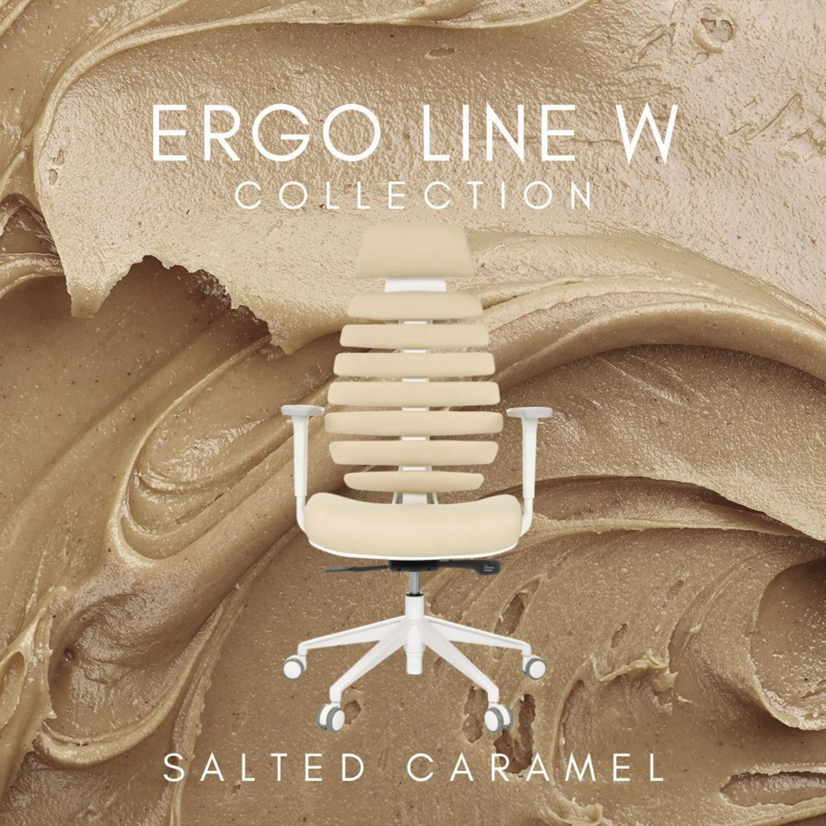 Professionell kontorsstol ERGO LINE W i färgen Salted Caramel med vit ram och hjul från hjh OFFICE