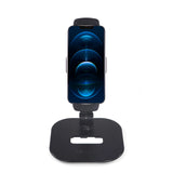 Svart Hållare för mobiltelefon & surfplatta FLEXMOBI IV med fot och hållarklämma från hjh OFFICE – 360-gradersvy (framifrån 0°)