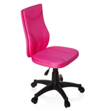 Rosa Snurrstol för barn KIDDY BASE med nätrygg och svart femstjärnigt fotkors med hjul från hjh OFFICE – 360-gradersvy (snett framifrån 60°)