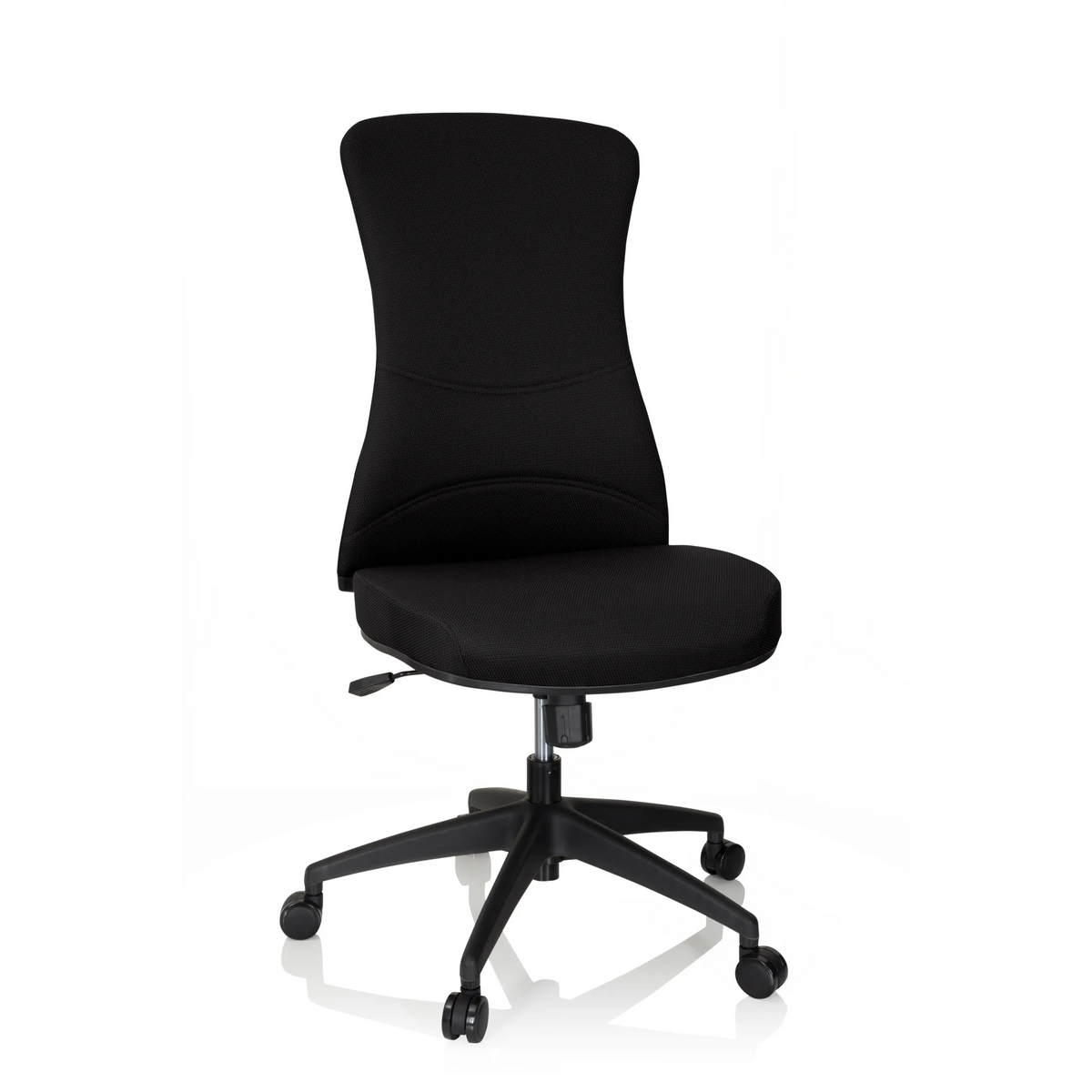 Svart Professionell kontorsstol OFFICE XT med stjärnfot och fem hjul från hjh OFFICE – 360-gradersvy (framifrån 20°)