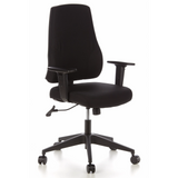 Svart Professionell kontorsstol PRO-TEC 100 med armstöd och femhjulig stjärnfot från hjh OFFICE – 360-gradersvy (snett framifrån 40°)