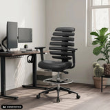 Svart ERGO LINE II WORK bardiskstol i konstläder med fotring från hjh OFFICE (AI-genererad bild)