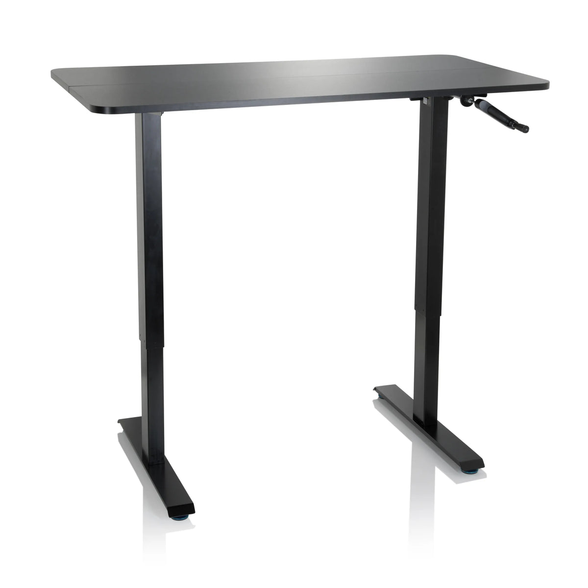 Svart Ståskrivbord STAND CR med vev för höjdjustering från hjh OFFICE – 360-gradersvy (framifrån 20°)