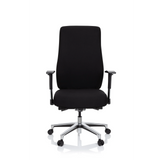 Svart Professionell kontorsstol FORCOM med armstöd och femhjulig fotkorsbas från hjh OFFICE – 360-gradersvy (framifrån 0°)