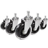 Fünf Stuhlrollen 5x ROLO SKATE CT 11mm/75mm in Silber und Transparent für Hartböden von hjh OFFICE
