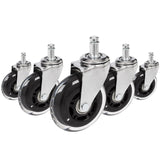 Fünf Stuhlrollen 5x ROLO SKATE CT 11mm/75mm in Silber und Transparent für Hartböden von hjh OFFICE