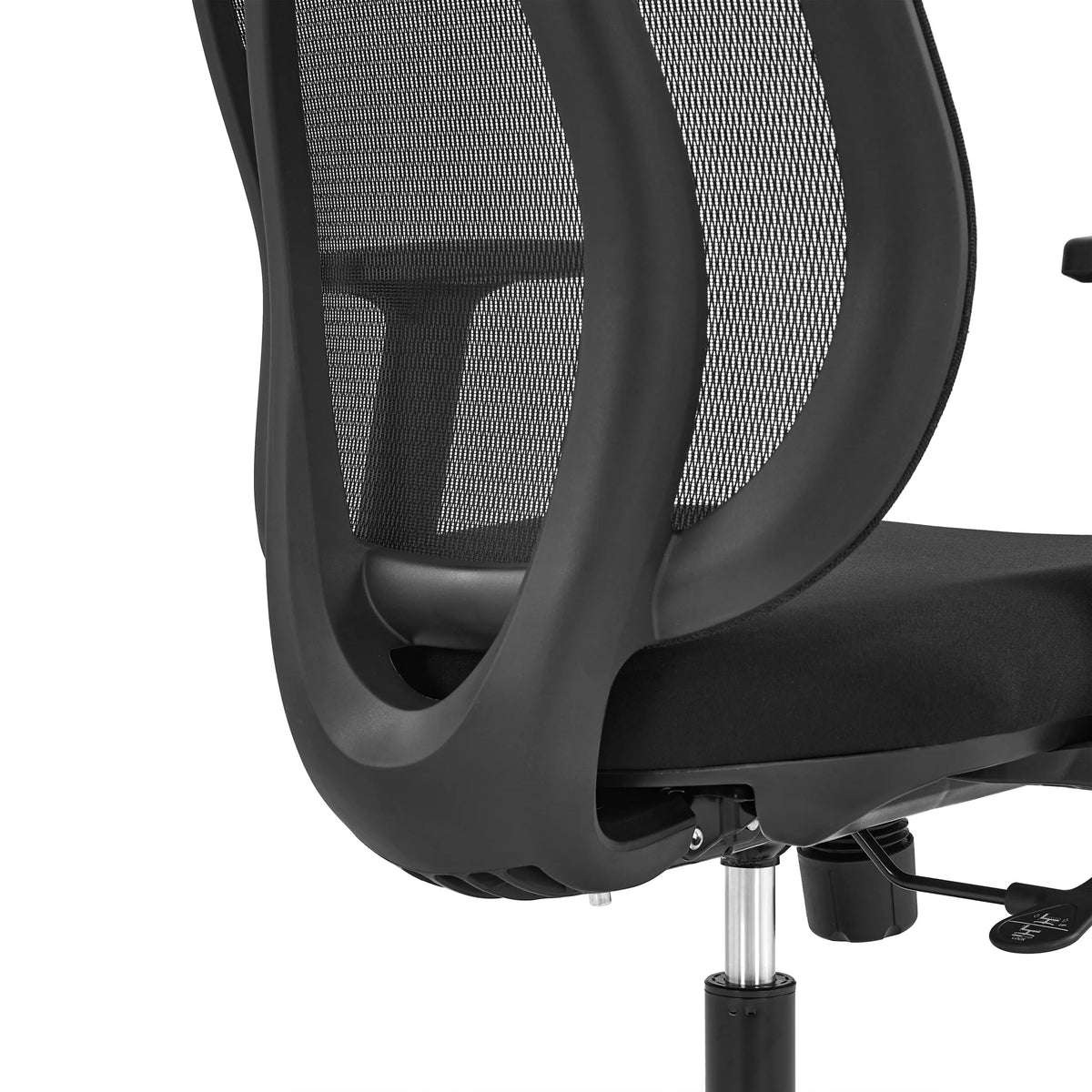 Ryggstöd med nät och svart ram på den professionella kontorsstolen Filaro från hjh OFFICE