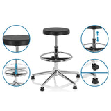 Höjjusterbar svängbar stol TOP WORK 14 I i svart med fotring och valfria glidare eller hjul från hjh OFFICE