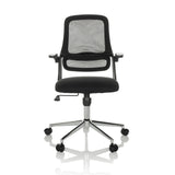 Schwarzer Homeoffice-Bürostuhl MIKO B ECO mit Netzrücken und Fußkreuz mit fünf Rollen von hjh OFFICE – 360-Grad-Ansicht (Frontansicht 0°)
