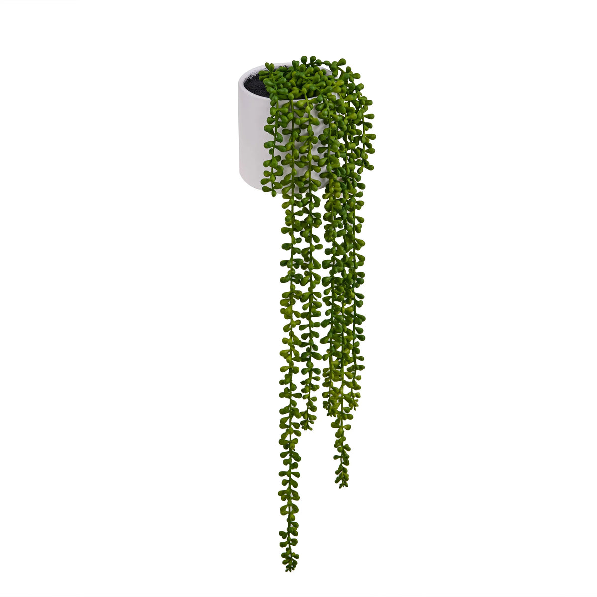 Konstgjord hängväxt Senecio Climb med gröna blad i en vit kruka från hjh OFFICE