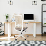 Beige Professionell kontorsstol PURE WHITE med nätryggstöd och vita armstöd från hjh OFFICE