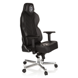 Svart Spelstol GAMEBREAKER COLOSSUS med armstöd och blankt femekrat underrede med hjul från hjh OFFICE – 360-gradersvy (snett framifrån 60°)