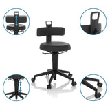 Svart svängbar stol TOP WORK FLEX PU i konstläder med höjdjusterbart ryggstöd och hjul från hjh OFFICE