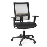 Schwarzer Homeoffice-Bürostuhl OFFICE R8 mit Netzrücken und Fußkreuz mit fünf Rollen von hjh OFFICE – 360-Grad-Ansicht (Frontansicht 20°)