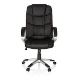 Svart Home Office chefsfåtölj RELAX BY155 med armstöd och femhjulig fotkorsbas från MyBuero – 360-gradersvy (framifrån 0°)