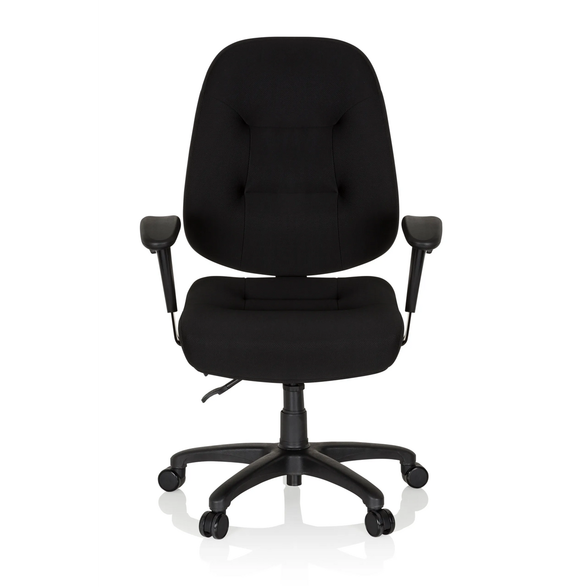 Svart Professionell kontorsstol ZENIT XXL med armstöd och femhjulig fotkorsbas från hjh OFFICE – 360-gradersvy (framifrån 0°)