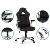 Spelstol GAME SPORT i svart med justerbara armstöd och gaslift från hjh OFFICE