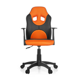 Svart-orange Snurrstol för barn KID GAME AL med nätrygg och femhjulig fotkorsbas från hjh OFFICE – 360-gradersvy (framifrån 0°)