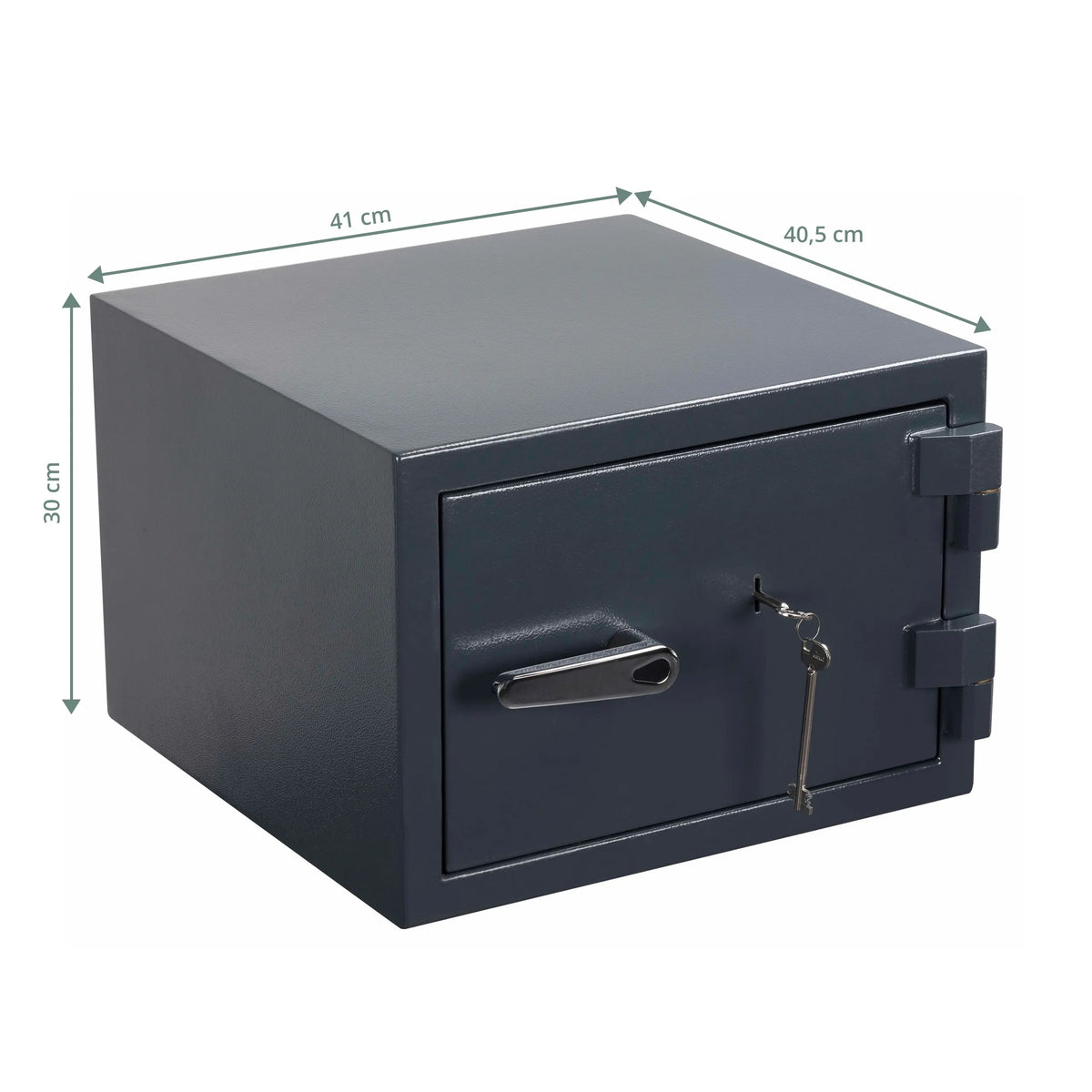 Måttvy av Kassaskåp Safe Compact Pro i antracit med 41 × 40,5 cm och en höjd på 30 cm från hjh OFFICE