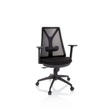 Svart Home Office kontorsstol FALUN BASIC med nätrygg och femhjulig fotkorsbas från hjh OFFICE – 360-gradersvy (framifrån 20°)