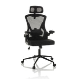 Svart Professionell kontorsstol ARIGANO med nätrygg, nackstöd och femhjulig fotkorsbas från hjh OFFICE – 360-gradersvy (framifrån 15°)