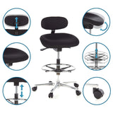 Höjdjusterbar WORK MF bardiskstol i svart med fotring och nackstöd från hjh OFFICE