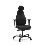 Svart Professionell chefsfåtölj RESISTIO XXL med nackstöd och femstjärnig fotkorsbas med hjul från hjh OFFICE – 360-gradersvy (framifrån 20°)