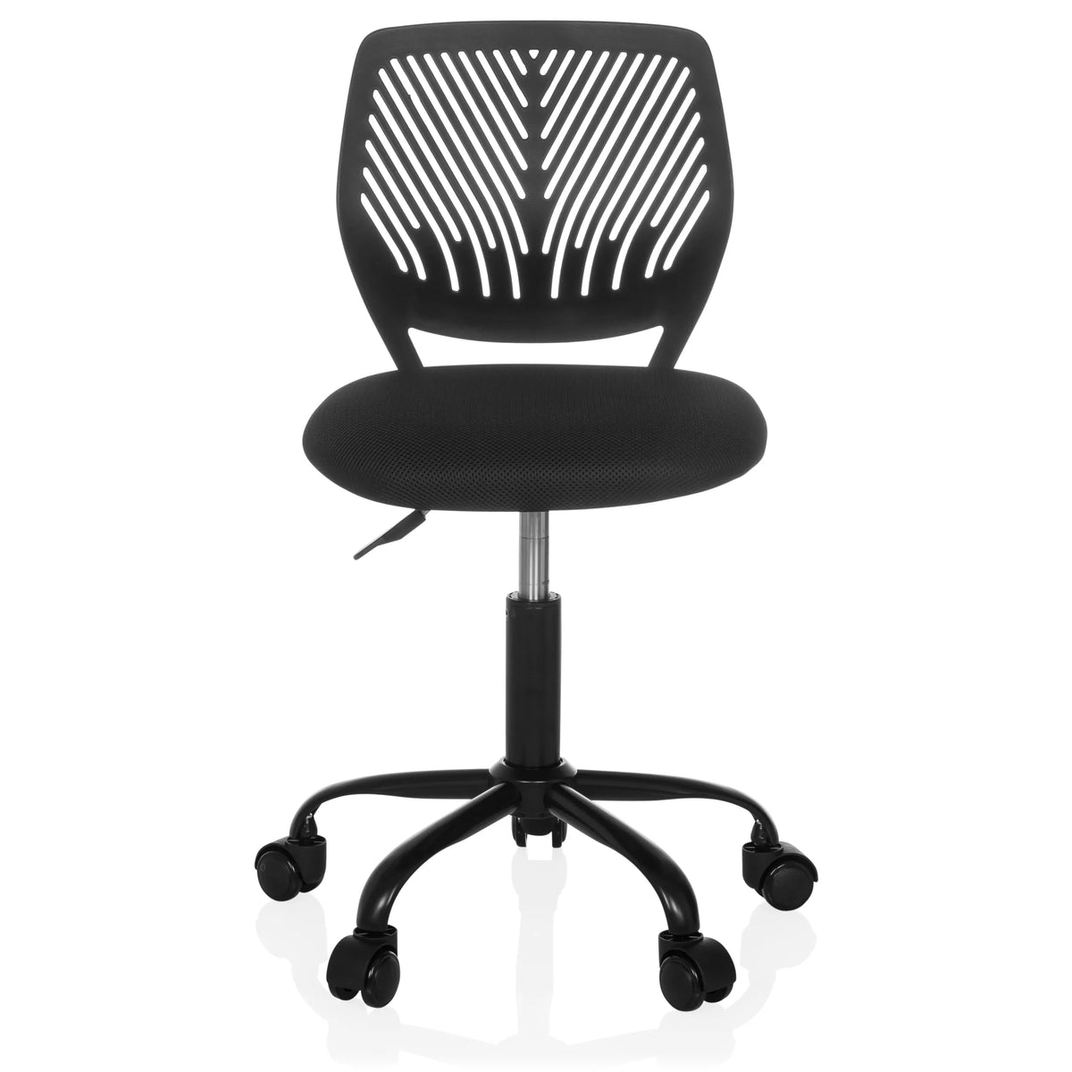Svart Snurrstol för barn KID QB med nätrygg och femhjulig fotkorsbas från hjh OFFICE – 360-gradersvy (framifrån 0°)