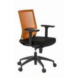 Svart-orange Professionell kontorsstol PORTO BASE med nätrygg och femhjulig fotkorsbas från hjh OFFICE – 360-gradersvy (snett framifrån 60°)