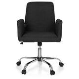 Svart Home Office kontorsstol FLOW med armstöd och blankt femstjärnigt underrede med hjul från hjh OFFICE – 360-gradersvy (framifrån 0°)