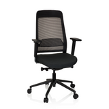 Svart Professionell kontorsstol CHIARO T1 BLACK med nätrygg och femstjärnigt fotkors med hjul från hjh OFFICE – 360-gradersvy (framifrån 20°)