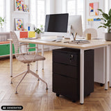 Svart rullcontainer DAVIK med tre lådor och lås från hjh OFFICE