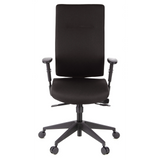 Svart Professionell kontorsstol PRO-TEC 300 med armstöd och femhjulig fotkorsbas från hjh OFFICE – 360-gradersvy (framifrån 0°)