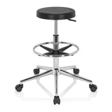 Svart Svängbar stol TOP WORK 14 I med fotring och femhjulig stjärnfot från hjh OFFICE – 360-gradersvy (framifrån 0°)