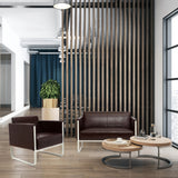 Brun Loungesoffa ARUBA som tvåsitssoffa med vit metallram från hjh OFFICE