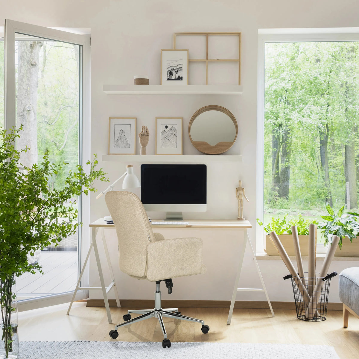 Home Office kontorsstol SOLAO 400 i beige med hjul och armstöd från hjh OFFICE
